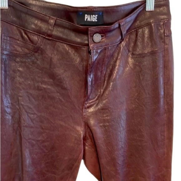 PAIGE Ultra Skinny Rayon Blend Verdugo Oxblood Burgundy Coated Sheen Sz 26 - Picture 7 of 10